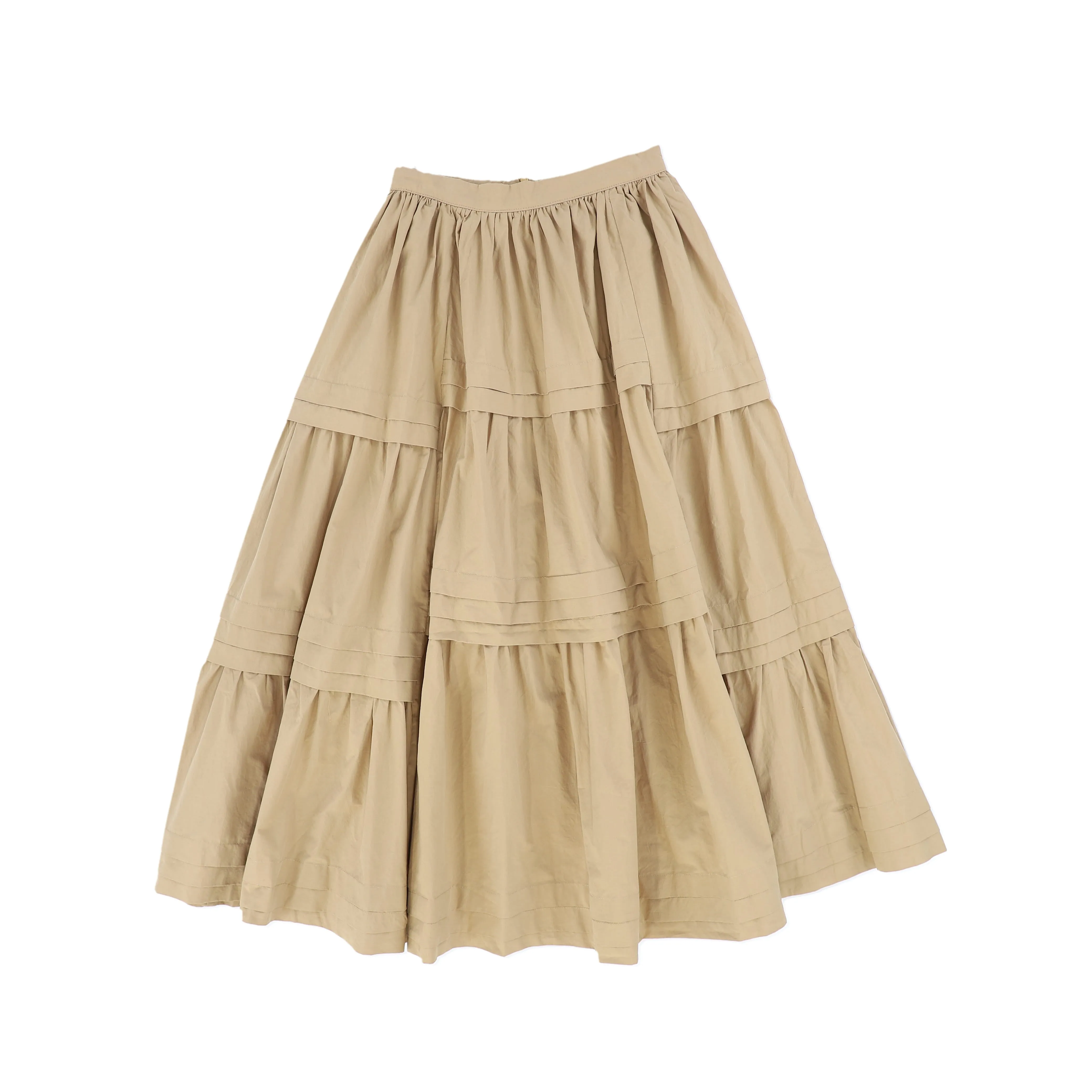 skirt midi tucks - tan