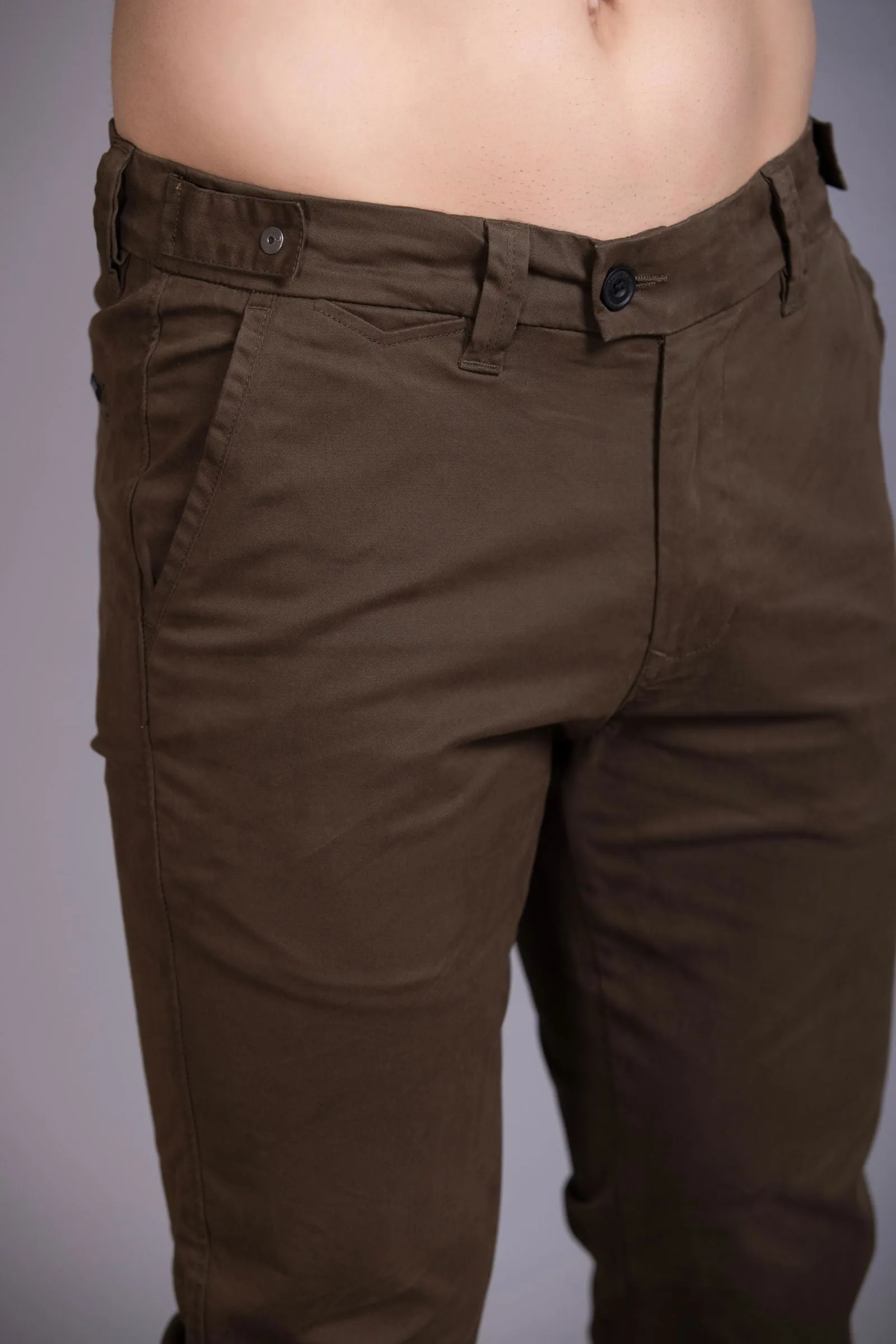 Slim fit cotton chinos-Dark Brown