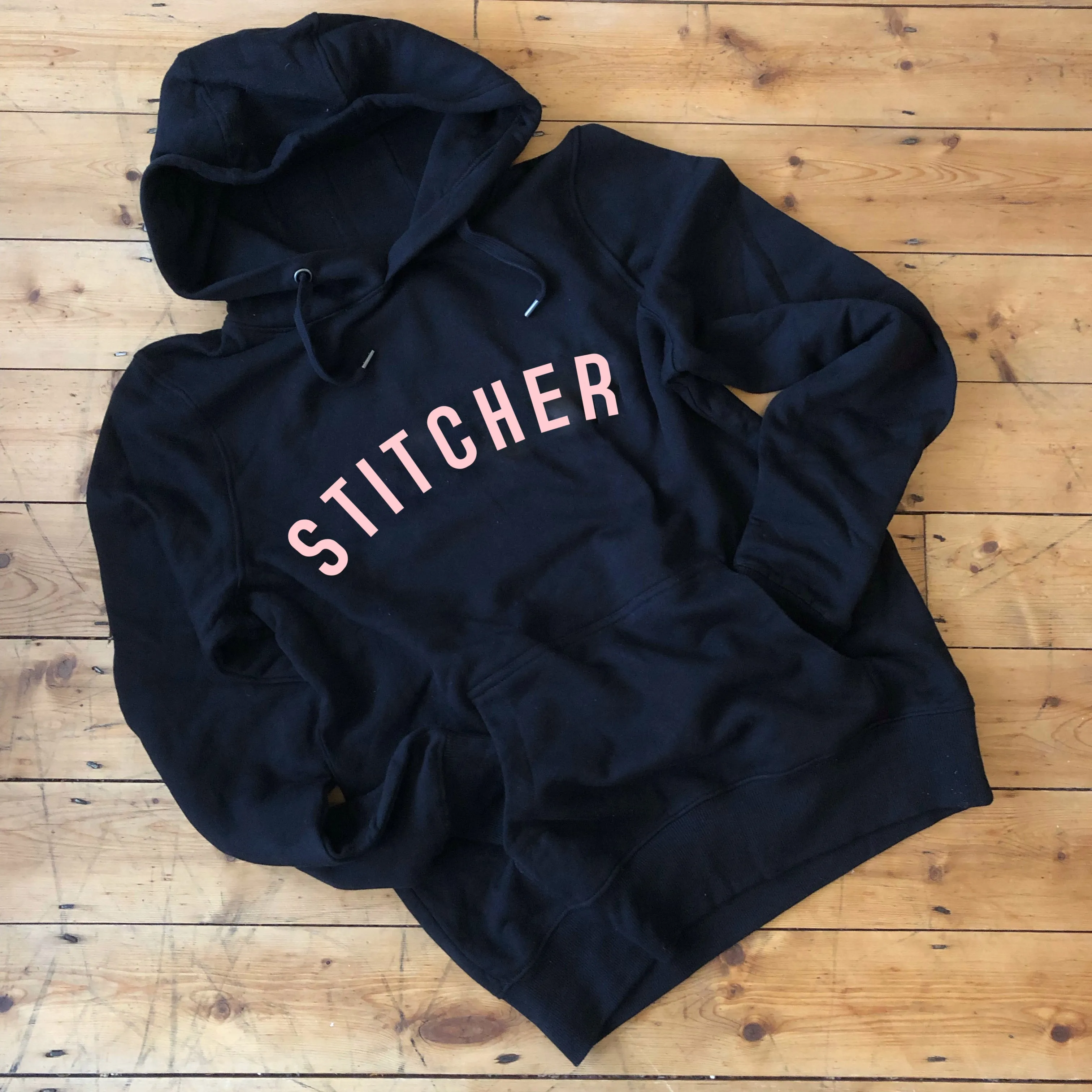 STITCHER Hoodie - 100% Organic Fairtrade Cotton - Pastel Font