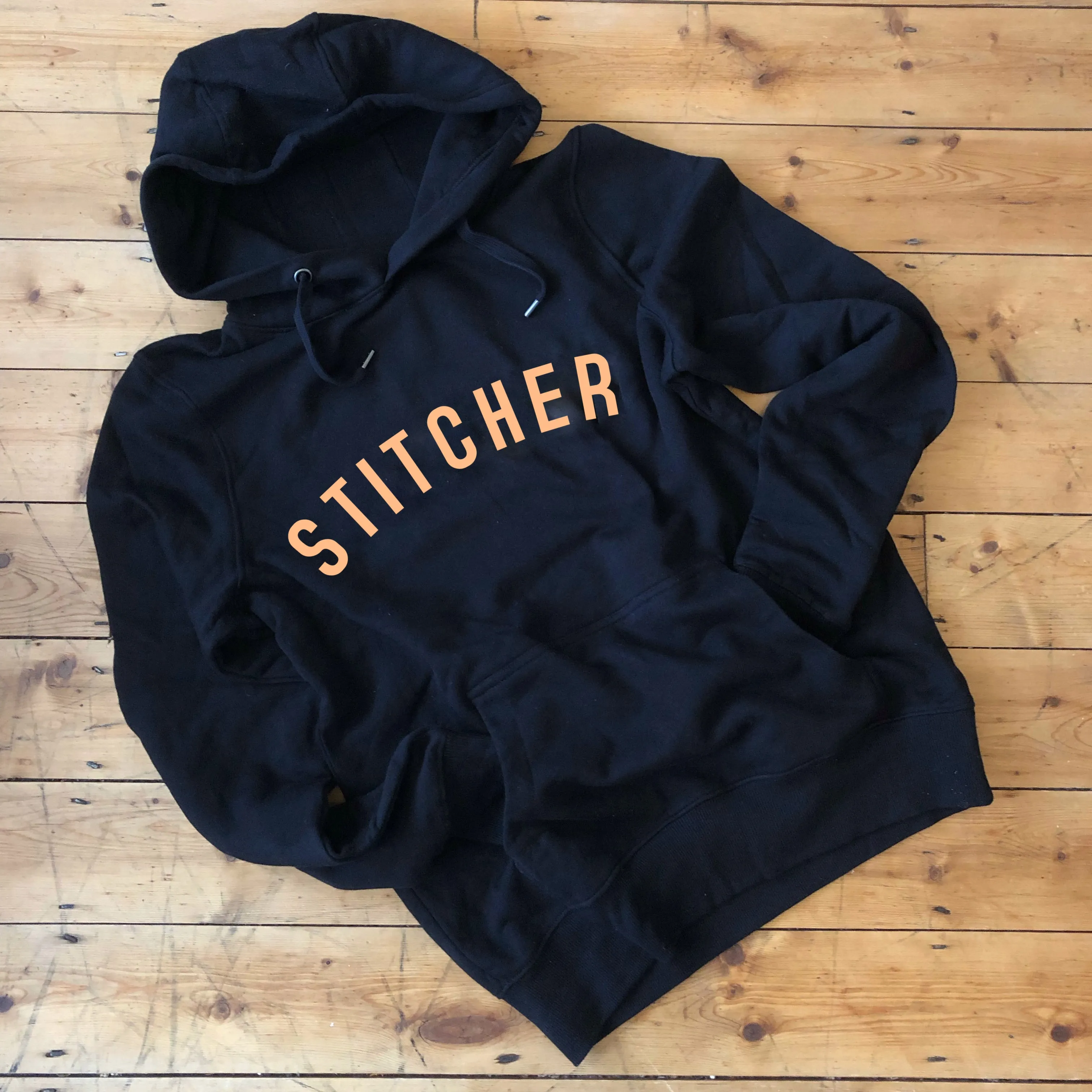 STITCHER Hoodie - 100% Organic Fairtrade Cotton - Pastel Font