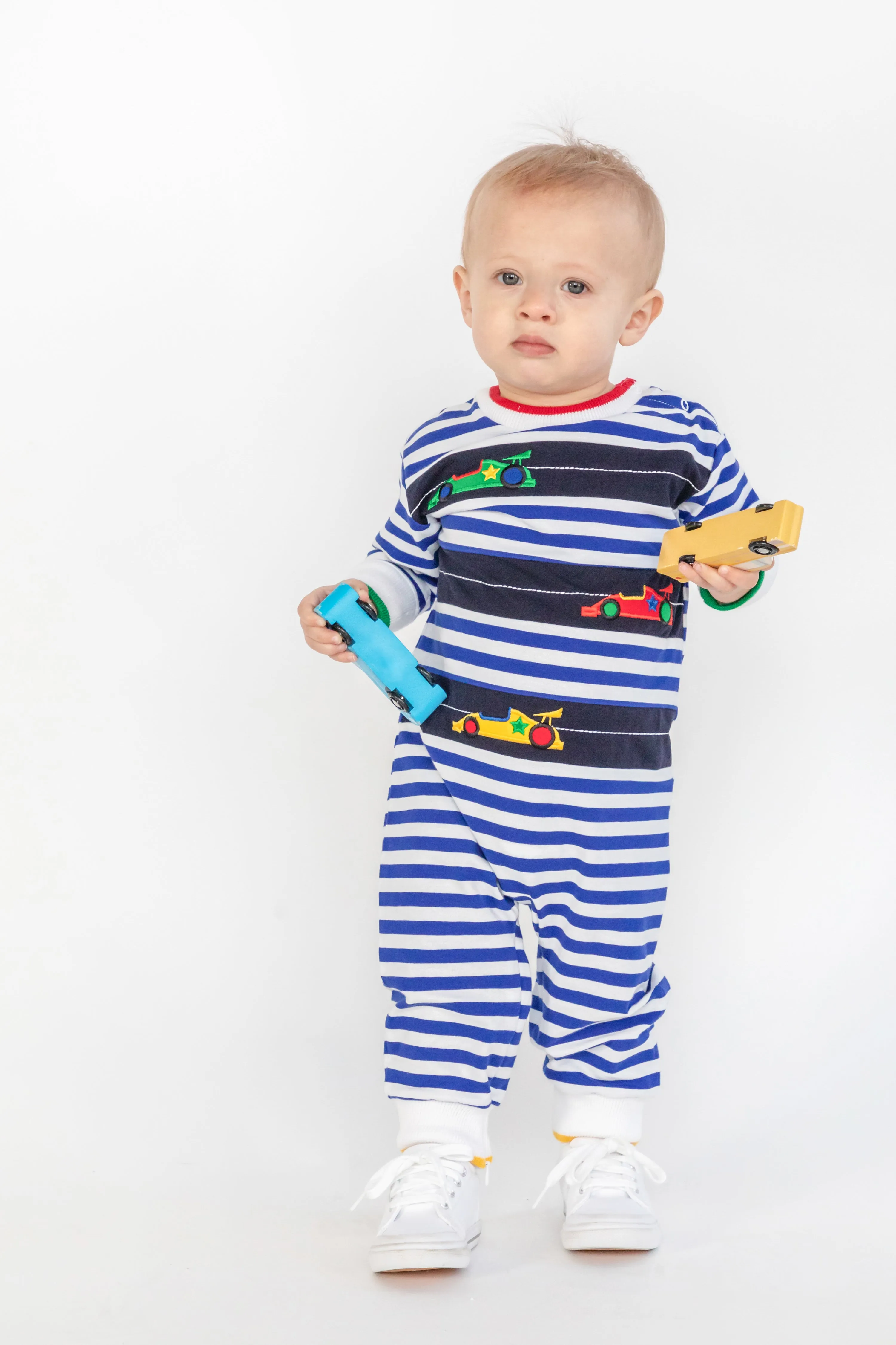 Stripe Knit Longall With Racecars
