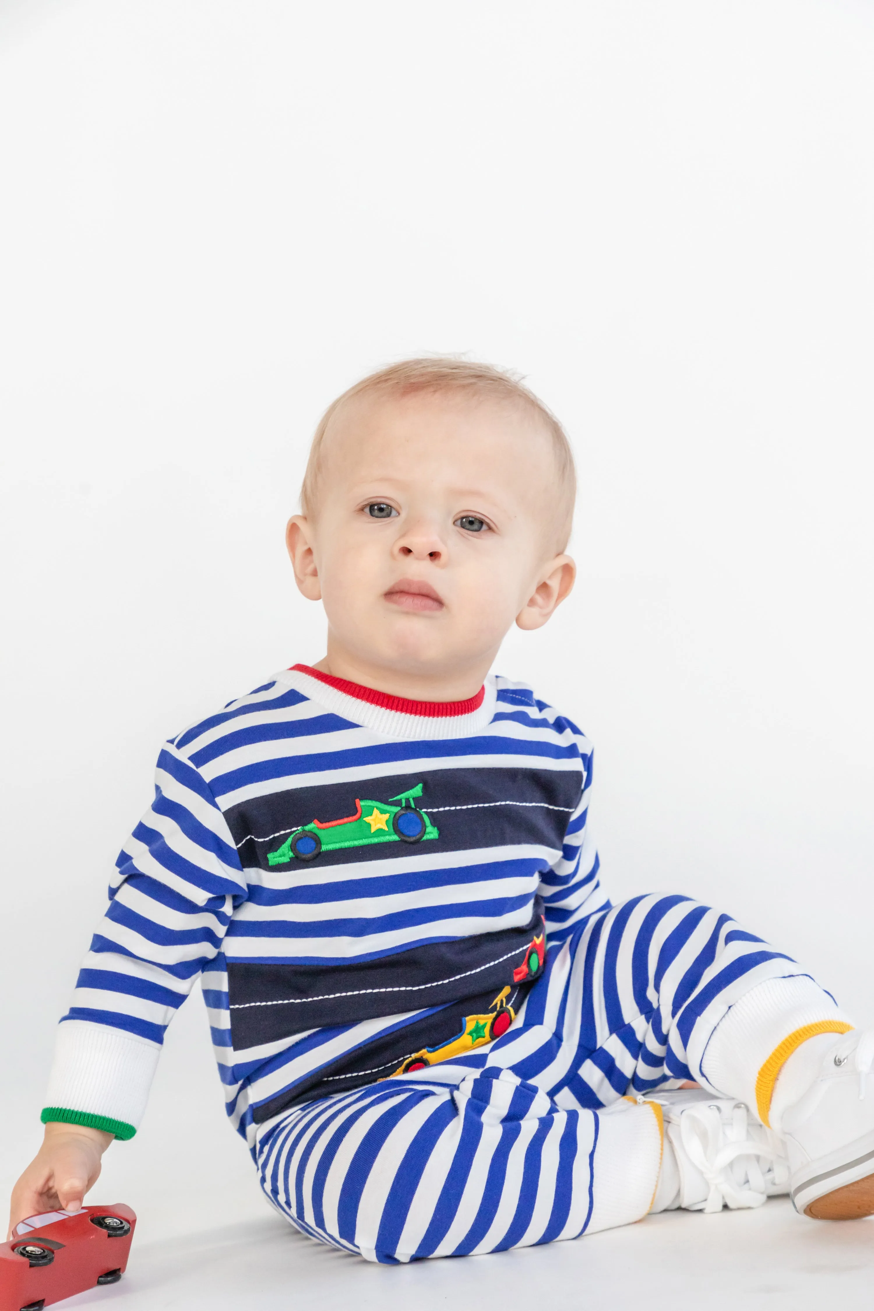 Stripe Knit Longall With Racecars