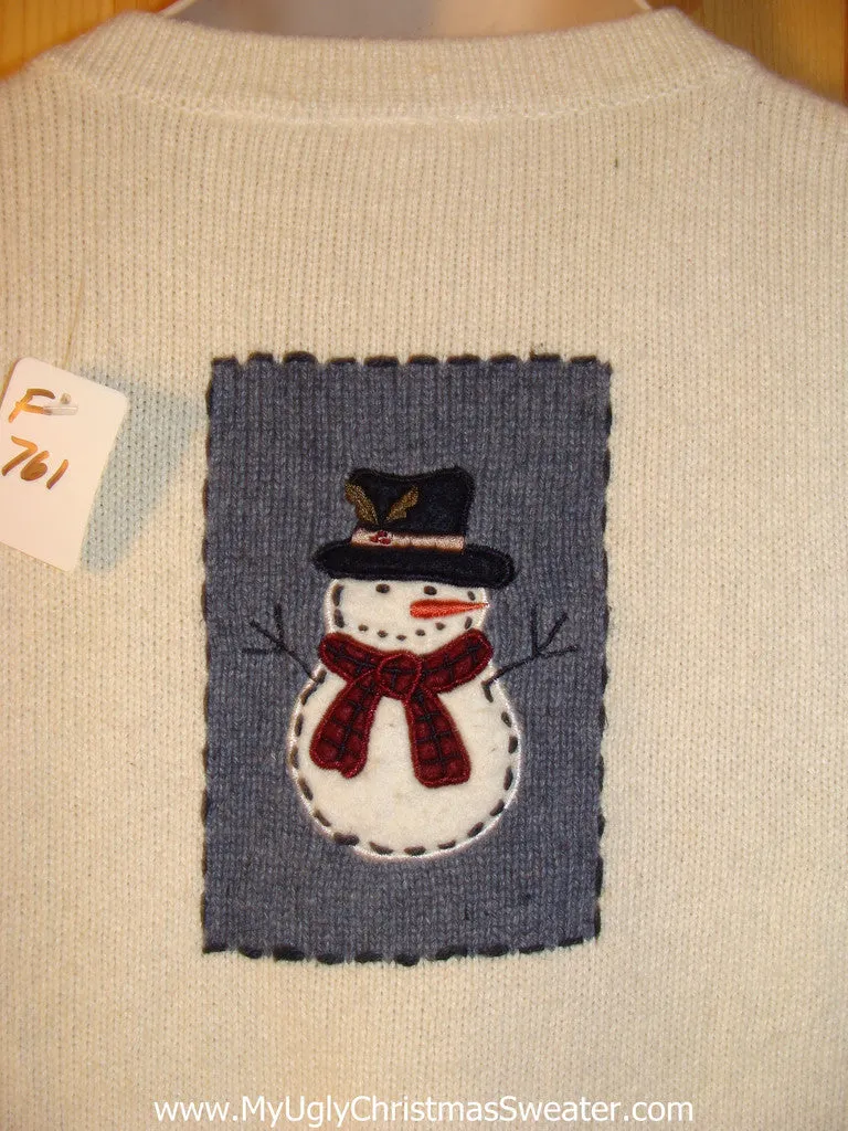 Tacky Ugly Christmas Sweater with Stick Armed Carrot Nosed Snowmen (f761)