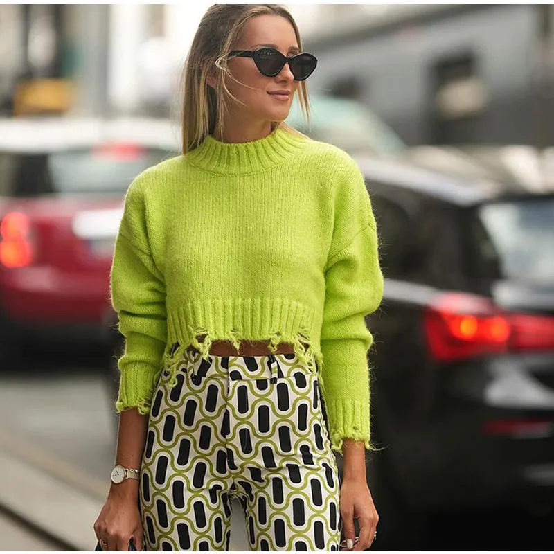 Tassel Knit Crop Sweater