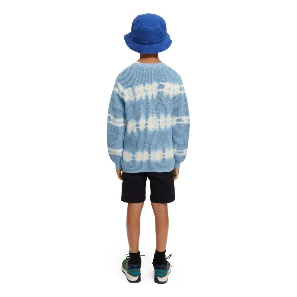 Tie-Dye Rib Knit Organic Cotton Sweater - Cornflower