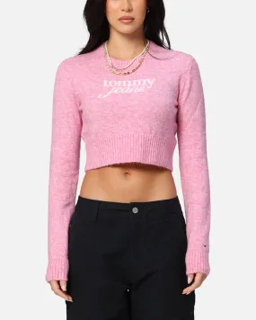 Tommy Jeans Women's Crop Script Sweater Pink
