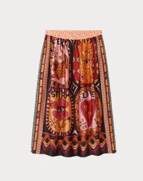 Vanessa printed Midi Skirt / Sunset