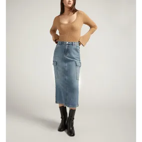 Vintage Blue Cargo Back Slit Skirt