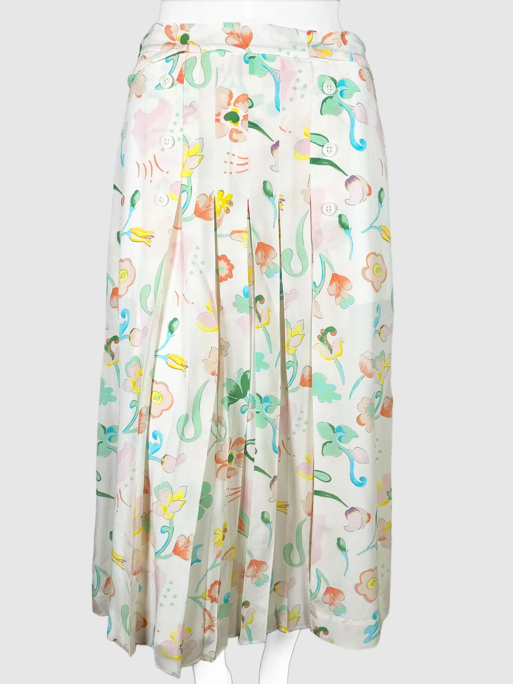 Waist Tie Floral Midi Skirt - Size 4