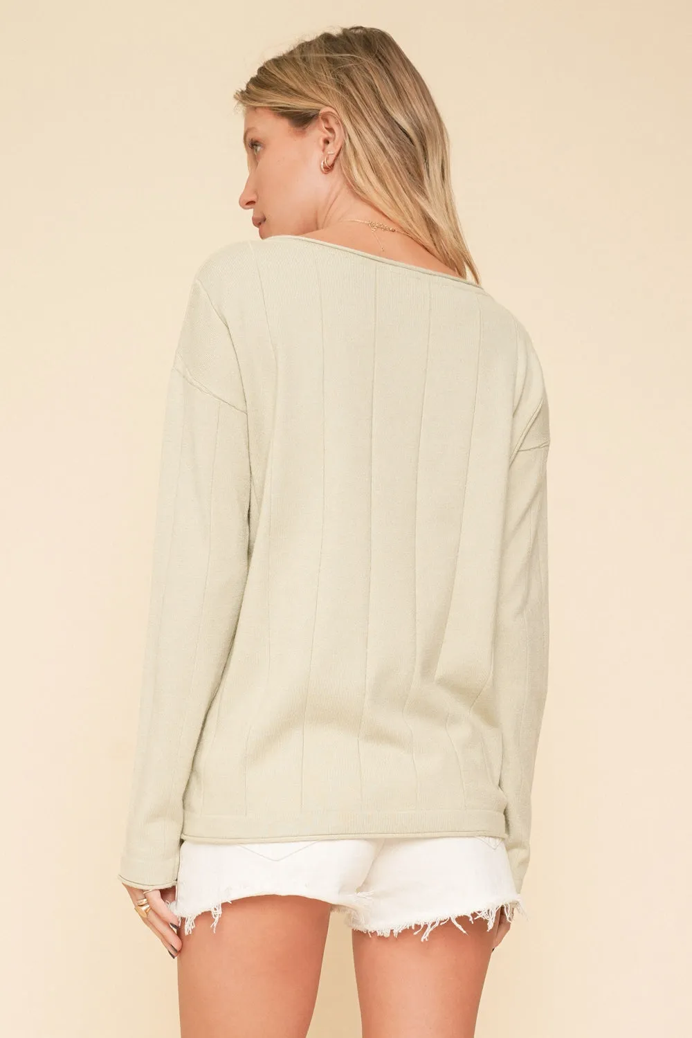 Wide Neck Rib Soft Sweater