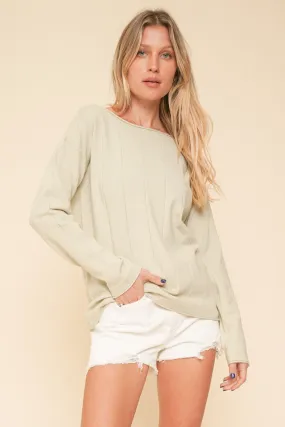 Wide Neck Rib Soft Sweater