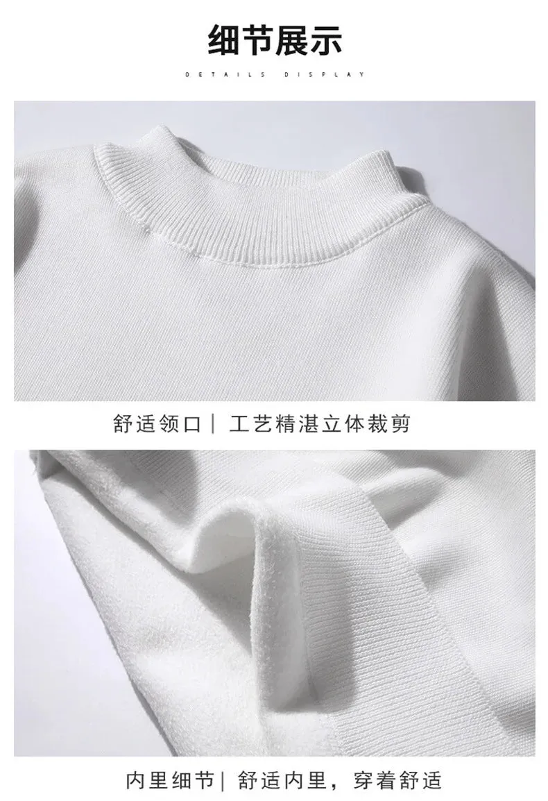 Winter Herren Pullover O Neck Fleece Pullover Männer Warme Gestrickte Pullover Einfarbig Casual Stricken Pullover Mode Männer Kleidung 2023