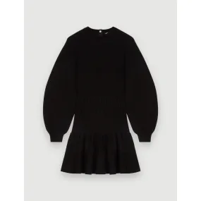 Women Thick Smocked Knit Dress - Black