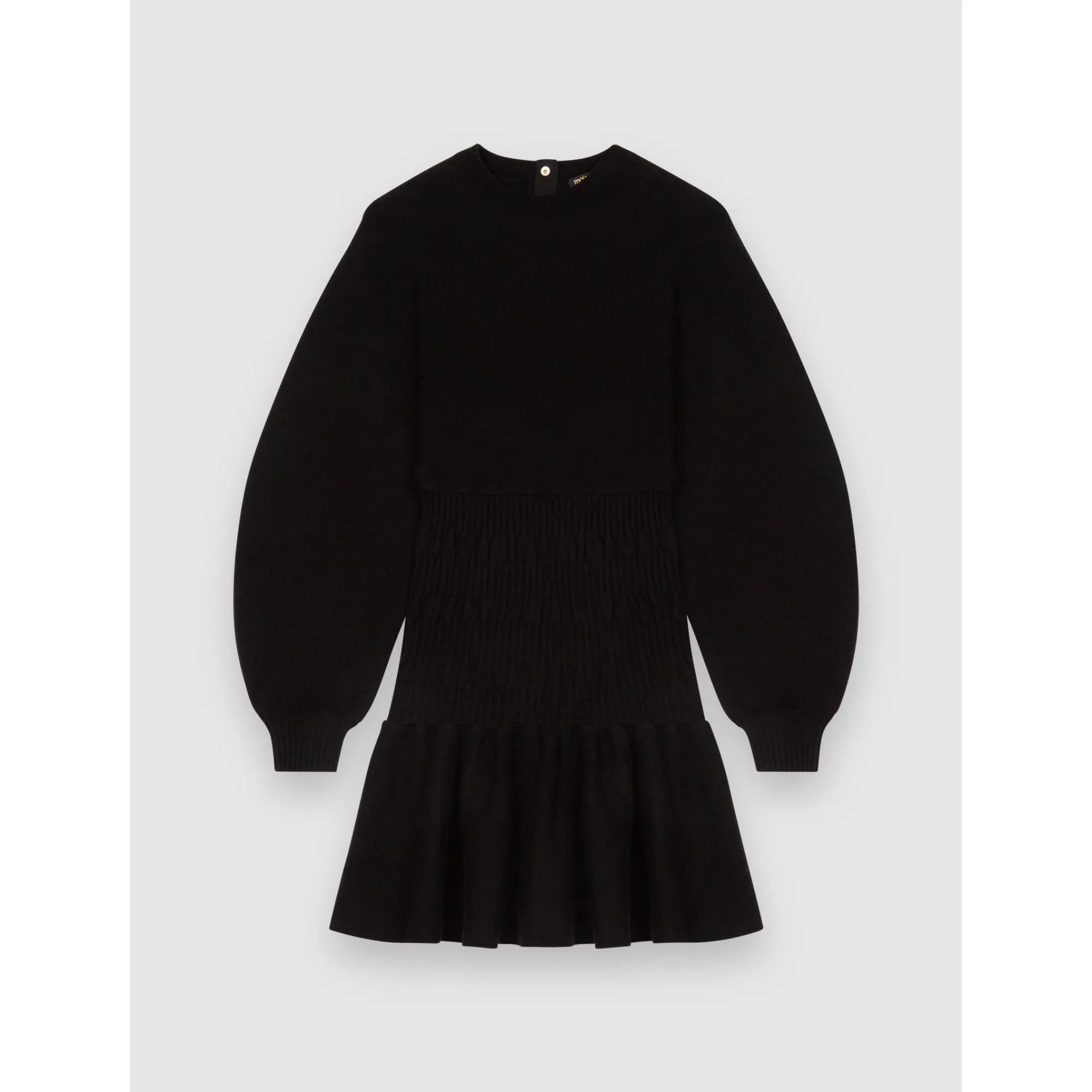 Women Thick Smocked Knit Dress - Black