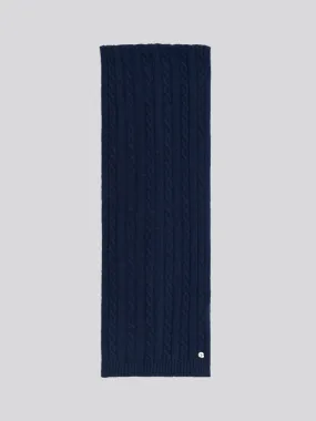 Womens Hanging Signature Cable Knit Scarf in Navy Iris