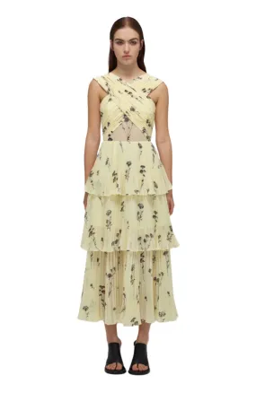 Yellow Floral Midi Dress
