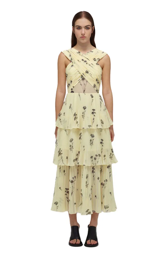 Yellow Floral Midi Dress