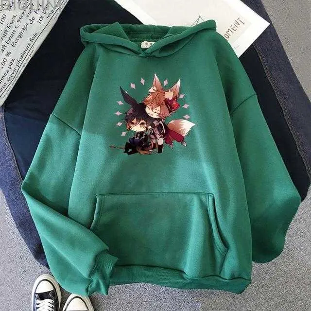 Zhong Li Tartaglia Kawaii Hoodies Women Pullover Aesthetic Print Casual Sweatshirts
