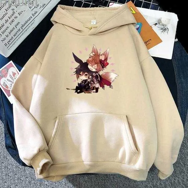 Zhong Li Tartaglia Kawaii Hoodies Women Pullover Aesthetic Print Casual Sweatshirts
