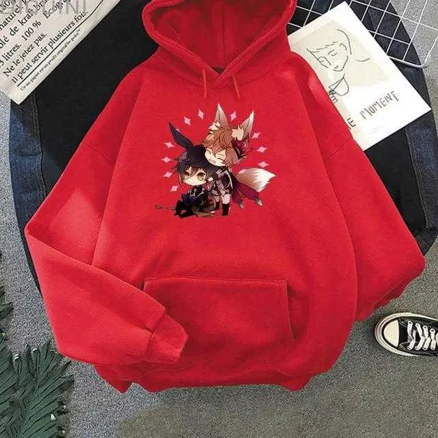 Zhong Li Tartaglia Kawaii Hoodies Women Pullover Aesthetic Print Casual Sweatshirts