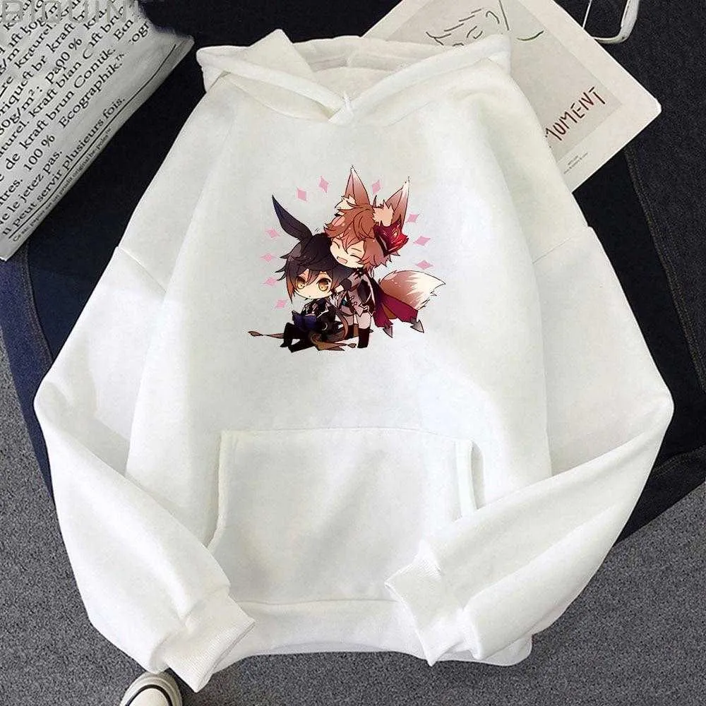 Zhong Li Tartaglia Kawaii Hoodies Women Pullover Aesthetic Print Casual Sweatshirts