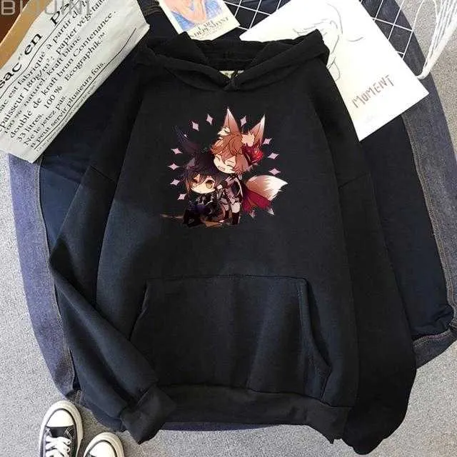 Zhong Li Tartaglia Kawaii Hoodies Women Pullover Aesthetic Print Casual Sweatshirts