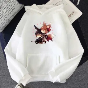 Zhong Li Tartaglia Kawaii Hoodies Women Pullover Aesthetic Print Casual Sweatshirts