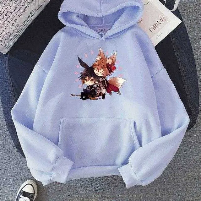 Zhong Li Tartaglia Kawaii Hoodies Women Pullover Aesthetic Print Casual Sweatshirts