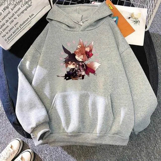 Zhong Li Tartaglia Kawaii Hoodies Women Pullover Aesthetic Print Casual Sweatshirts